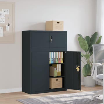 vidaXL Archiefkast 90x40x130 cm staal antracietkleurig, Verzenden, Nieuw