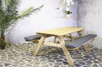 NIEUWE picknicktafel met opklapbare banken, Ophalen, Nieuw, Inklapbaar, Rechthoekig