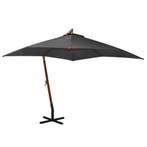 vidaXL Zweefparasol met paal 3x3 m massief vurenhout, Tuin en Terras, Parasols, Verzenden, Nieuw, 3 tot 4 meter, Zweefparasol