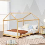 [en.casa] Kinderbed Vindafjord huisbed bamboe houtkleurig 90, Verzenden, Nieuw