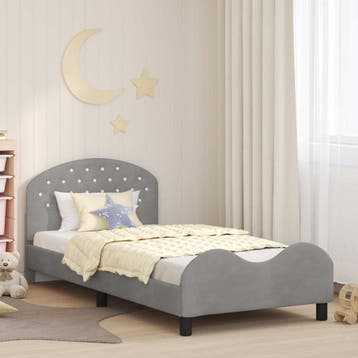vidaXL Bedframe voor kinderen met hoofdbord Lichtgrijs 90 x, Verzenden, Nieuw, Stof
