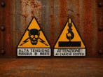 Authentiek paar Italiaanse waarschuwingsborden (44,5 × 40