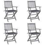 vidaXL Tuinstoelen 4 st inklapbaar met kussens massief, Verzenden, Nieuw, Hout