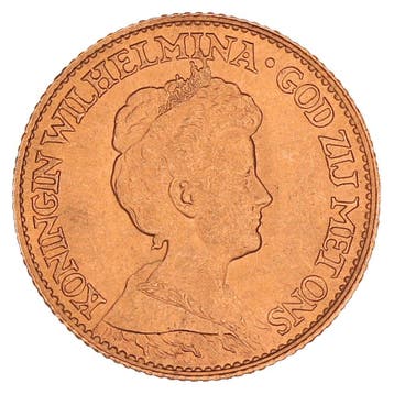 Gouden 10 Gulden Wilhelmina 1917 Pr+, Postzegels en Munten, Munten | Nederland, Verzenden