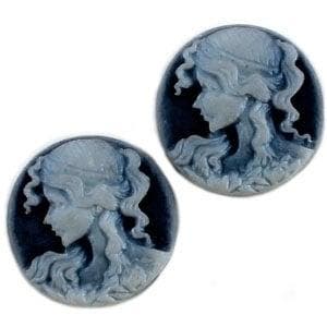 2 x Camee rond 15 mm Zwart / licht blauw, Ophalen of Verzenden, Nieuw, Overige typen
