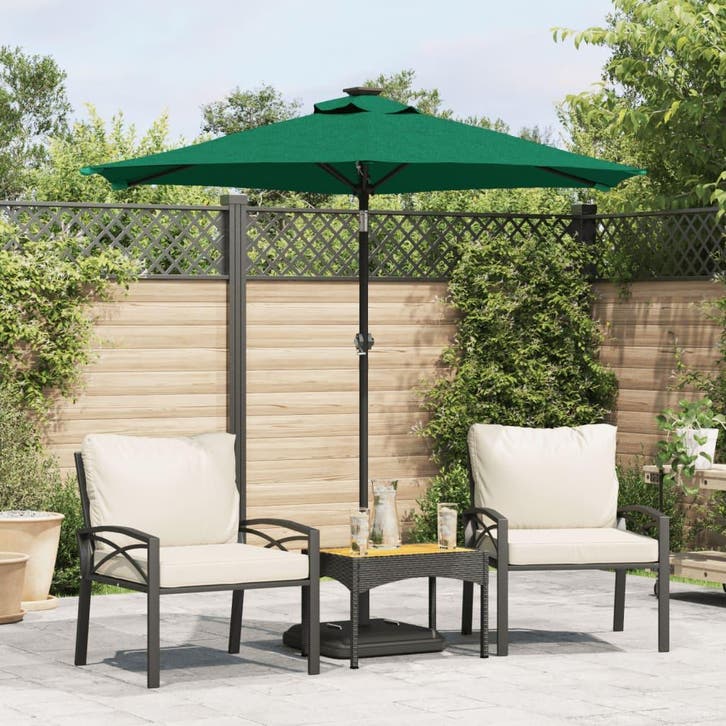 vidaXL Parasol met stalen paal 225x225x212 cm groen, Tuin en Terras, Parasols, Nieuw, 2 tot 3 meter, Verzenden