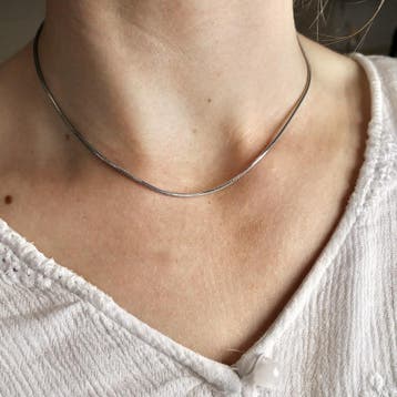 Witgouden slangen schakelketting, Ophalen of Verzenden, Gebruikt, Goud, Goud