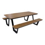 Picknickset Arezzo rechthoekig - teaklook picknicktafel voor, Tuin en Terras, Ophalen of Verzenden, Nieuw, Rechthoekig, Aluminium