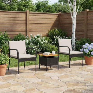 vidaXL Tuinset Zwart poly rattan, Verzenden, Nieuw, Rotan, Tuinset