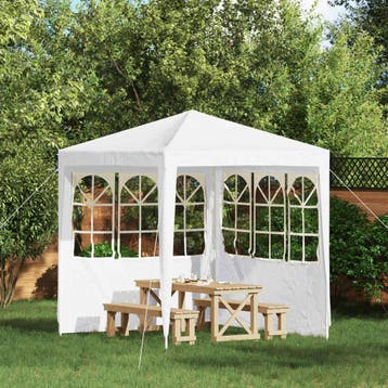 vidaXL Party Tent Zijwand 2 st 200 x 195 cm Wit PE en staal, Verzenden, Nieuw
