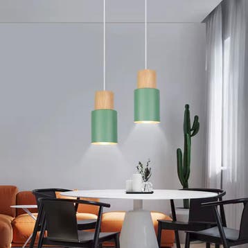 Uitverkoop Groene Scandinavische Eettafellamp / Hanglampen, Verzenden, Nieuw, Hout