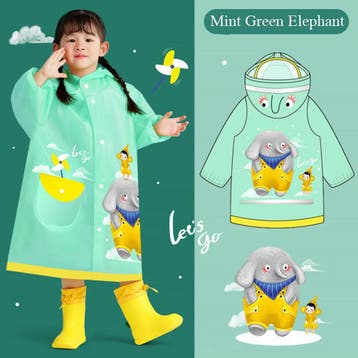 Regenjas / Regenponcho Mint Green Elephant, Verzenden, Nieuw