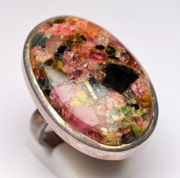 Toermalijn - 925 zilver - Fusion Multi Tourmaline - Ring