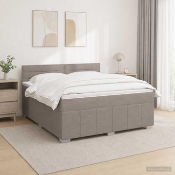 vidaXL Boxspringbed met matras met hoofdeinde Taupe 180 x, Verzenden, Nieuw, Tweepersoons, Stof