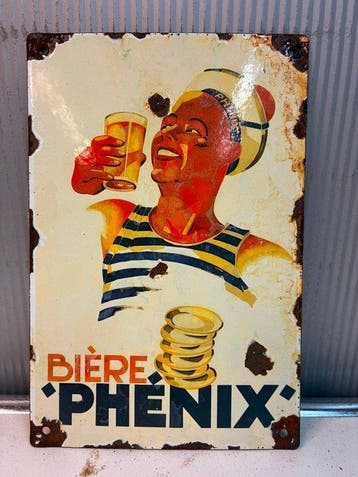 Bière Phénix – Bier Reclame – Emaille Reclamebord - Emaille