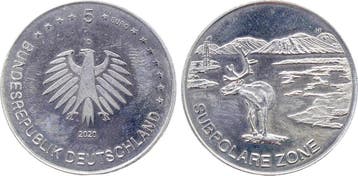 Deustchland 5 Euro 2020 D Fehlpraegung Subpolare Zone Mon..., Verzenden