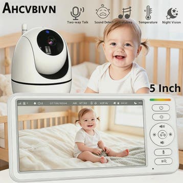 5 Inch Draadloze Babyfoon met PTZ Camera, Temperatuur, Nacht, Verzenden, Nieuw