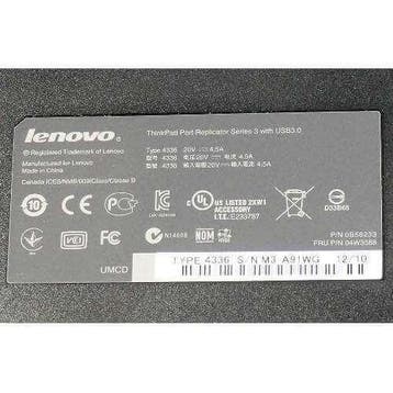 Lenovo ThinkPad Port Replicator 04Y2076, 4336, 75Y5909, Ophalen of Verzenden, Zo goed als nieuw, Lenovo, Docking station