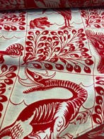 Zachte Jacquardstof met gestileerde bladmotieven en dieren,