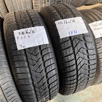 2 x Pirelli 215-60-16 Winterbanden 7mm, 16 inch, Band(en), Personenwagen, Gebruikt
