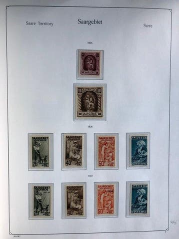 Saargebied 1920/1934 - Mooie, nette verzameling met betere, Gestempeld