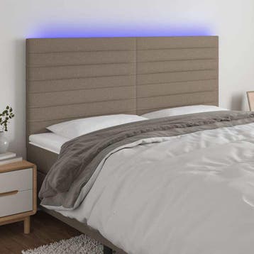 vidaXL Hoofdbord LED 160x5x118/128 cm stof taupe, Verzenden, Nieuw, Stof
