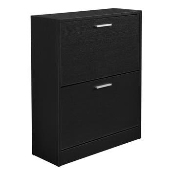 Schoenenkast Sykkylven 2 kleppen zwart 81x63x24 cm [en.casa], Verzenden, Nieuw