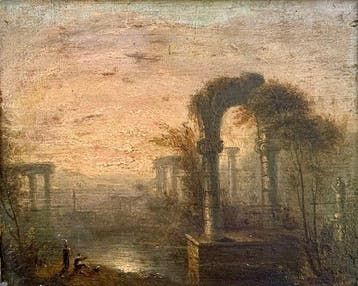 Italiaanse school (XVIII) - Sunset with classical ruins, Antiek en Kunst, Kunst | Schilderijen | Klassiek