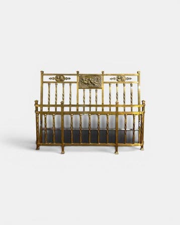 Bed (3) - Verguld messing - Tweepersoonsbed, art déco, Antiek en Kunst