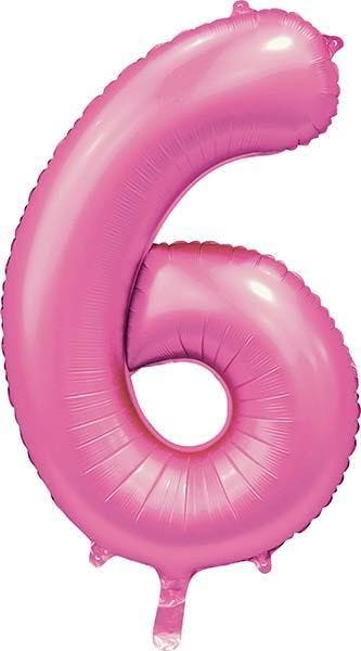 Folie Ballon Cijfer 6 Satin Roze 86 cm, Verzenden, Nieuw, Feestartikel, Verjaardag