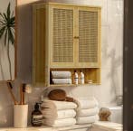 Badkamer Bamboe Hangkast – Opbergkast met Dubbele Deur, Verzenden, Nieuw