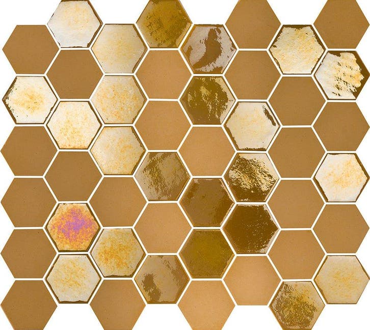 Wand Mozaïek Tegels Factory Hexagon Keramiek Mosterdgeel..., Doe-het-zelf en Verbouw, Tegels, 20 tot 40 cm, 20 tot 40 cm, 10 m² of meer