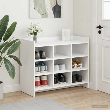 vidaXL Schoenenkast met opslag Wit 85 x 39,5 x 70 cm Bewerkt, Huis en Inrichting, Verzenden, Nieuw