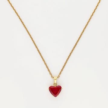 Ketting met hanger - 18 karaat Geel goud - Robijn
