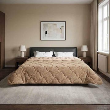 vidaXL Winter Dekbed Taupe 200 x 200 cm Microfiber en Teddy, Verzenden, Nieuw