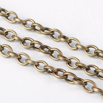 50 cm Jasseron ketting geelkoper kleur 5 x 1 mm – nikkelvr, Ophalen of Verzenden, Nieuw, Overige typen