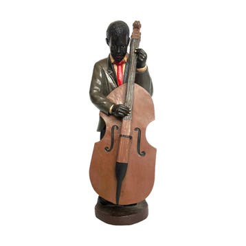 Groot houten beeld van Jazz Bassist, Ophalen of Verzenden