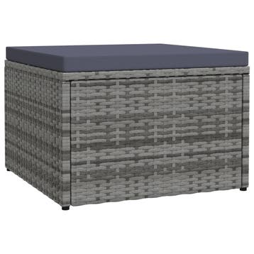 vidaXL Tuinvoetenbank met kussen poly rattan grijs, Verzenden, Nieuw