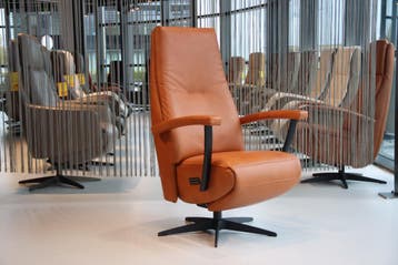 Gealux relaxfauteuil Twinz 6004 Leer Cognac 3 motoren+accu, Ophalen of Verzenden, Nieuw, Leer, Design, modern