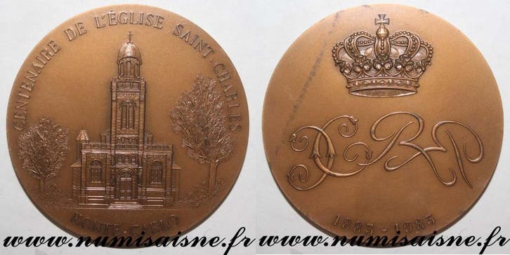 Medaille Monaco Jahrhundert Der Heiligen Charles-kirche 1..., Postzegels en Munten, Penningen en Medailles, Verzenden