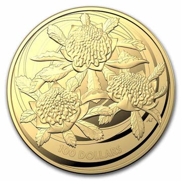 Gouden Wildflowers  - Waratah (RAM) 1 oz 2022 (oplage 5.000), Verzenden, Losse munt, Goud