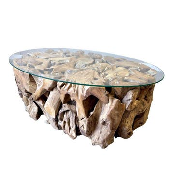 Ovale salontafel met glasSalontafels, Huis en Inrichting, Ophalen of Verzenden, Nieuw