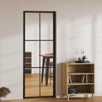 vidaXL Binnendeur 76x201,5 cm ESG-glas en aluminium zwart, Verzenden, Nieuw