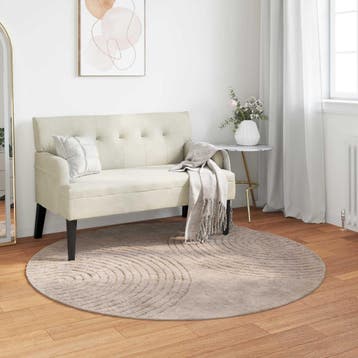 vidaXL Binnen kleed GALATI Beige Ø 120 CM Polyester, Verzenden, Nieuw, Beige