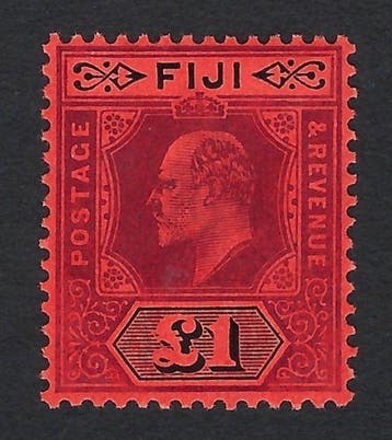 Fiji 1912 - Koning Edward VII £1 Paars & Zwart/Rood -, Gestempeld