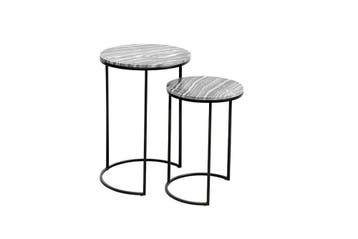 Design bijzettafel set van 2 ELEMENTS 40cm grijs marmer, Huis en Inrichting, Tafels | Sidetables, Ophalen of Verzenden, Nieuw