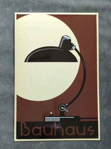 Bauhaus - enamel sign BAUHAUS Lampe braun Emailschild
