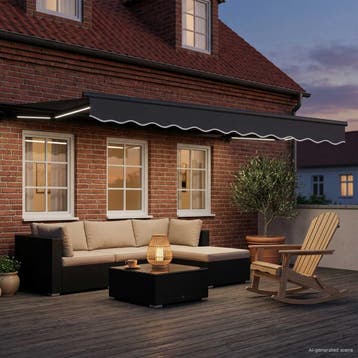 vidaXL Handmatig knikarmscherm met solar LED 2,5 x 2 m, Verzenden, Nieuw