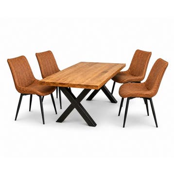 Milan Deal 160cm + 4x Arizona cognac, Ophalen of Verzenden, Nieuw