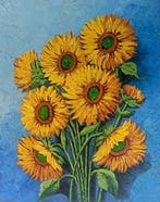 S. Pratesi (XX) - Girasoli in sinfonia blu